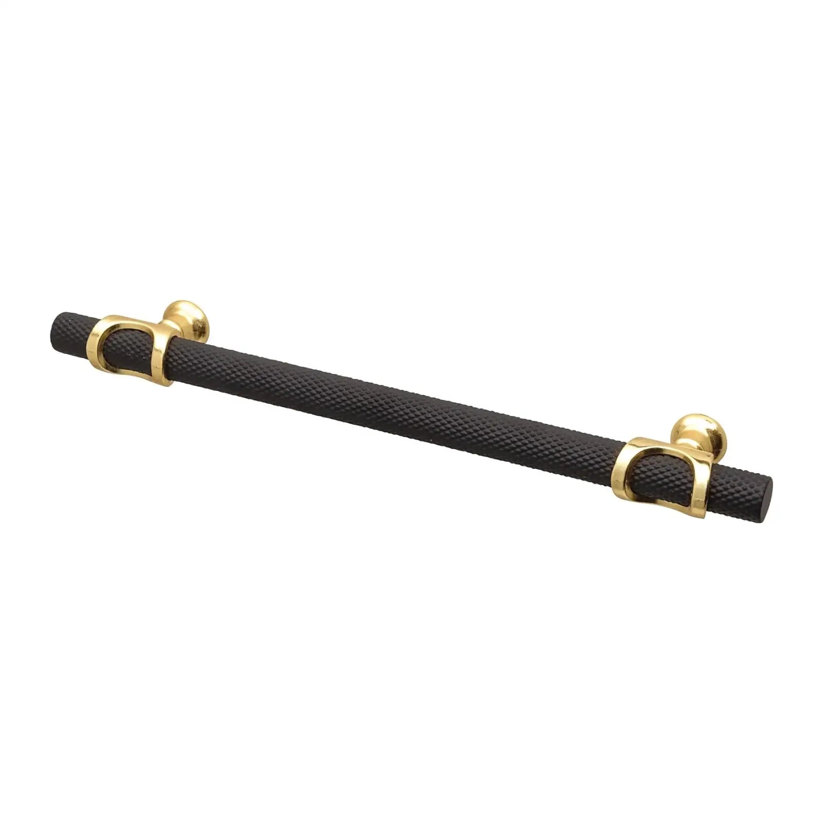 Amelia - Knurled T-Bar Kitchen Cupboard Handle - Matt Black - Matt Gold Amelia - Knurled T-Bar Kitchen Cupboard Handle - Matt Black - Matt Gold
